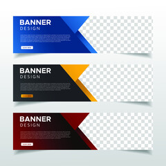 Modern Abstract web banner with place for photo. Horizontal Layout template. Business Ad banner. Vector EPS 10