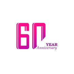 60 Years Anniversary Celebration Purple Color Vector Template Design Illustration