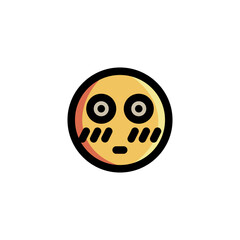 Fototapeta premium Embarrassed Shy Blushing Face Emoticon Icon Logo Vector Illustration. Outline Style..