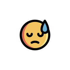 Tired Sweat Face Emoticon Icon Logo Vector Illustration. Outline Style..