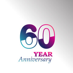 60 Years Anniversary Celebration Rainbow Color Vector Template Design Illustration