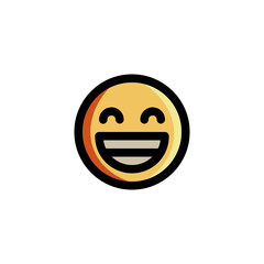 Fototapeta na wymiar Very Happy Big Smile Emoticon Icon Logo Vector Illustration. Outline Style..