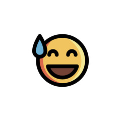 Sorry Smile with Sweat Regret Emoticon Icon Logo Vector Illustration. Outline Style..