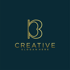 letter B logo with attractive line concept, golden gradient color. Premium Vektor, part 2