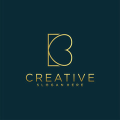 letter B logo with attractive line concept, golden gradient color. Premium Vektor, part 6