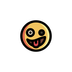 Mocking Funny Humor Eyes Closed Emoticon Icon Logo Vector Illustration. Outline Style..