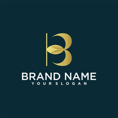 Letter b logo with attractive style, gold gradient color, premium vektor