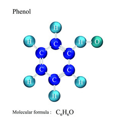 Lewis structural formula of Phenol, molecular formula