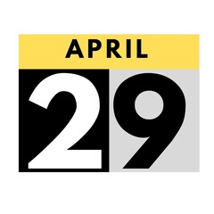 April 29 . flat daily calendar icon .date ,day, month .calendar for the month of April