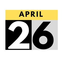 April 26 . flat daily calendar icon .date ,day, month .calendar for the month of April