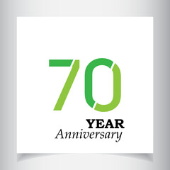 70 Years Anniversary Celebration Green Color Vector Template Design Illustration