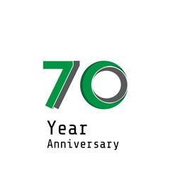 70 Years Anniversary Celebration Green Color Vector Template Design Illustration