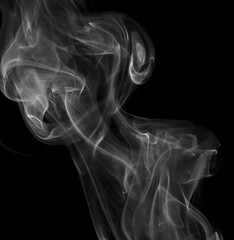 Fototapeta premium swirling movement of white smoke group, abstract line Isolated on black background
