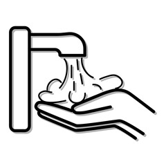 To wash hands icon. Covid-19, 2019-nCoV. Isolated on white background. Vector illustration eps10. Sign or symbol