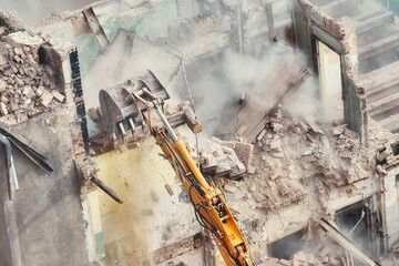 Building demolition in progress, view from above.