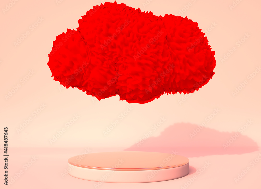 Poster background 3d rendering with podium and minimal cloud scene, minimal product display background.
