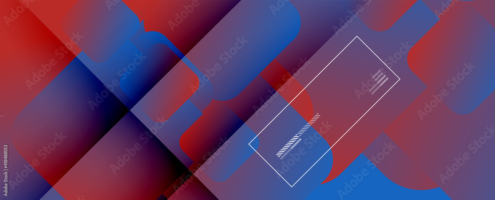 Poster Square shapes composition geometric abstract background. 3D shadow effects and fluid gradients. Modern overlapping forms