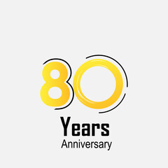 Fototapeta na wymiar 80 Years Anniversary Celebration Yellow Color Vector Template Design Illustration