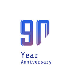 90 Years Anniversary Celebration Blue Color Vector Template Design Illustration