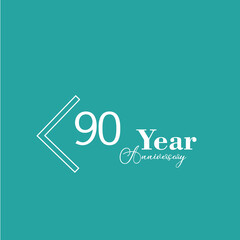 90 Years Anniversary Celebration Blue Color Vector Template Design Illustration