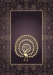 peacock, feathers ,wedding card design, royal India	