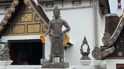 statue outside temple in Chiang Mai