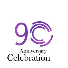 Fototapeta premium 90 Years Anniversary Celebration Purple Color Vector Template Design Illustration