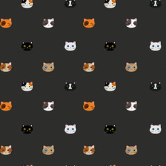 Cute seamless pattern with funny cats. Vector illustration for decor, design for  textile, web page background.