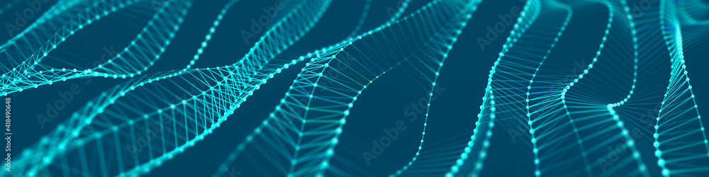 Poster polygonal background with dots and lines. network connection structure. science and technology. 3d