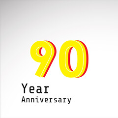 90 Years Anniversary Celebration Yellow Color Vector Template Design Illustration