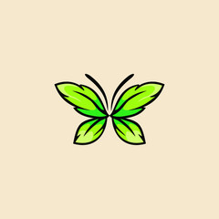 Beauty Butterfly with leaf Logo Template Vector icon design