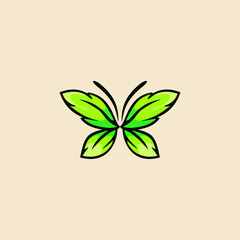 Beauty Butterfly with leaf Logo Template Vector icon design