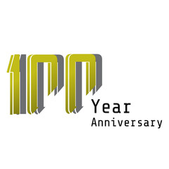 100 Years Anniversary Celebration Gold Color Vector Template Design Illustration