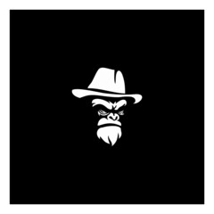 ape head with hat logo template vector