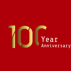 100 Years Anniversary Celebration Gold Red Background Vector Template Design Illustration