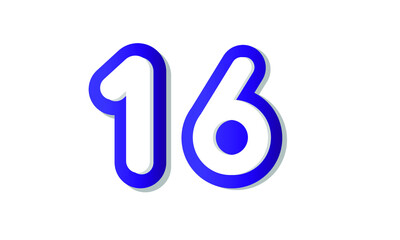 16 Cool Modern Blue 3D Number Logo