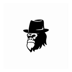 ape head with hat logo template vector