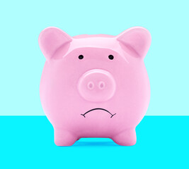 coin finance saving money piggybank business investment banking piggy bank pig recession crisis sad