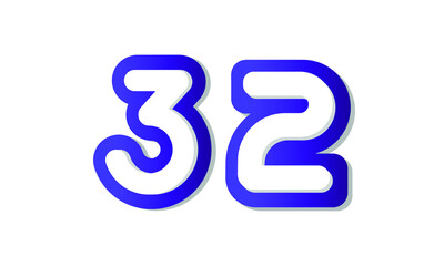 32 Cool Modern Blue 3D Number Logo