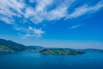 View of the lake with blue sky