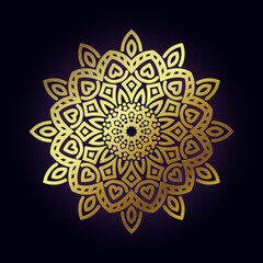luxury Round ornament gold color Mandala Vector Design Element flower pattern background.