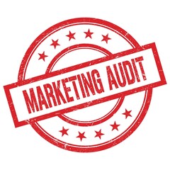 MARKETING AUDIT text written on red vintage round stamp.