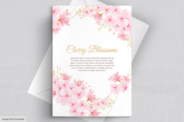 watercolor cherry blossom floral invitation card