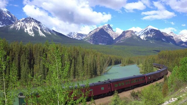 Train in Banff National Park, Alberta , Canada