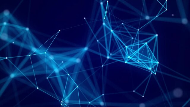 Digital blue background with dots and lines. Big data visualization. Network connection structure. 3D rendering.