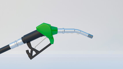 3D rendering green fuel nozzle with white blackground.