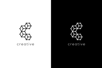 Abstract Letter C with hexagon connection logotype. Creative vector based icon template.