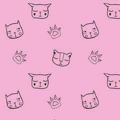 seamless pattern with cute cats