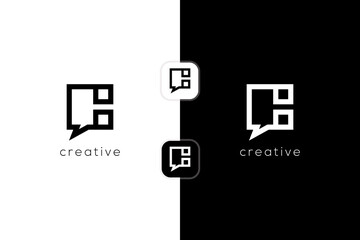 Abstract Letter C with bubble chat logotype. Creative vector based icon template.