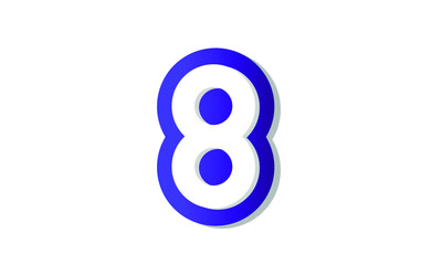 Fototapeta na wymiar 8 Cool Modern Blue 3D Number Logo